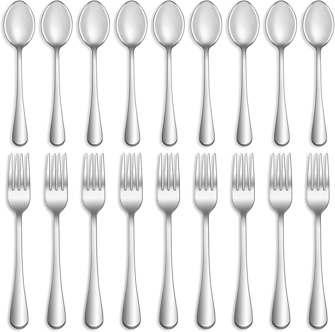 32 Pcs Forks and Spoons Silverware Set, Food Grade Stainless Steel Flatware Cutlery Set for Home, Kitchen and Restaurant, Mirror Polished, Dishwasher Safe-16 Dinner Fork(8 inch) and 16 Teaspoon(6.5 inch)
