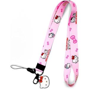 FBTLDS Hallo Kitty Lanyard for Keys and Women, Lanyards for ID Holder, Cute Kawaii Anime Pink Lanyard Pack of 2
