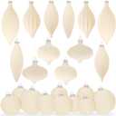 30PCS Velvet Christmas Ornaments Set, Various Shapes Flocked Christmas Ornament Xmas Tree Balls with Hanging Ropes, Shatterproof Plastic Balls Decorations for Holiday Party Indoor Home, Beige