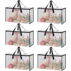 Moving Bags Heavy Duty  Clean Packing Solution, Large Storage Totes with Zippers and Handles for Moving and Organizing (Clear-6)