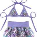 Summer Pet Clothing Bikini Set Teddy Beach Doll Dog and Cat Swimsuit (Purple, M)