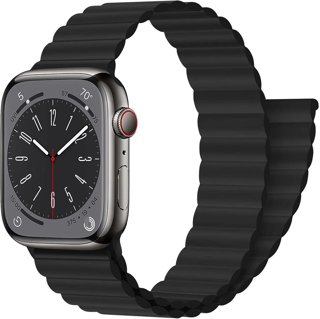 Magnetic Closure for Apple Watch Band 40mm 41mm 38mm 44mm 45mm 42mm 46mm 49mm 44 45 40 41 mm Kid/Men/Women,Silicone Sport Loop Bracelet Wristband Strap for iWatch series 10 9 8 7 6 5 4 3 se Ultra 2