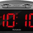 Digital Alarm Clock Radio for Bedroom with AM/FM Radio, Earphone Port, Easy to Read 1.4 LED Digits, Presets, Sleep Timer, Dimmer, Snooze and Battery Backup