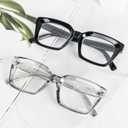 REAVEE 2 Pack Oversized Reading Glasses for Women Men Blue Light Blocking, Ladies Stylish Retro Square Large Computer Readers (Black/Grey 2.0x)