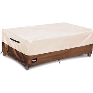JinHrtoyi Patio Coffee Table Cover,36Wx24Dx16H Inches 100% Waterproof Heavy Duty Outdoor Rectangular Side Table Cover,Beige&Brown Modern Style Outdoor Furniture Covers