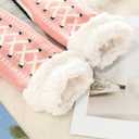 Slipper Socks Valentine for Women Men Couple, Fuzzy Cashmere Fleece Lined Socks, Ultra-Thick Warm Non-Slip Silicone Grips for Indoor Home, Cozy Winter (Pink)