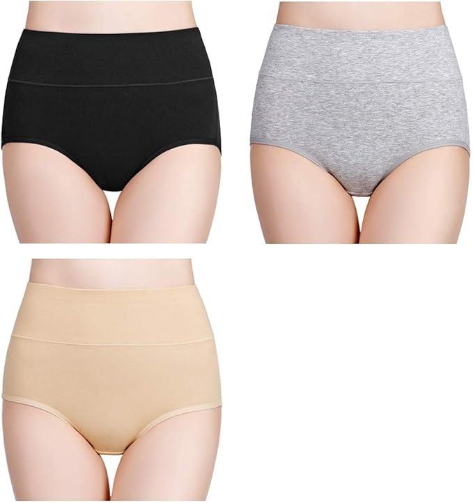 wirarpa Women's Cotton Underwear High Waisted Ladies Panties Full Coverage Briefs 3 Pack (Size S )