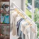 ZdwCyl Clothes Drying Rack,Laundry Drying Rack Wall Mount, Wall Mounted Clothes Rack,Retractable,Collapsible(Tri-Fold),Drying Rack Clothing,can Fold Upward & Left & Right,Space Saver, White Color
