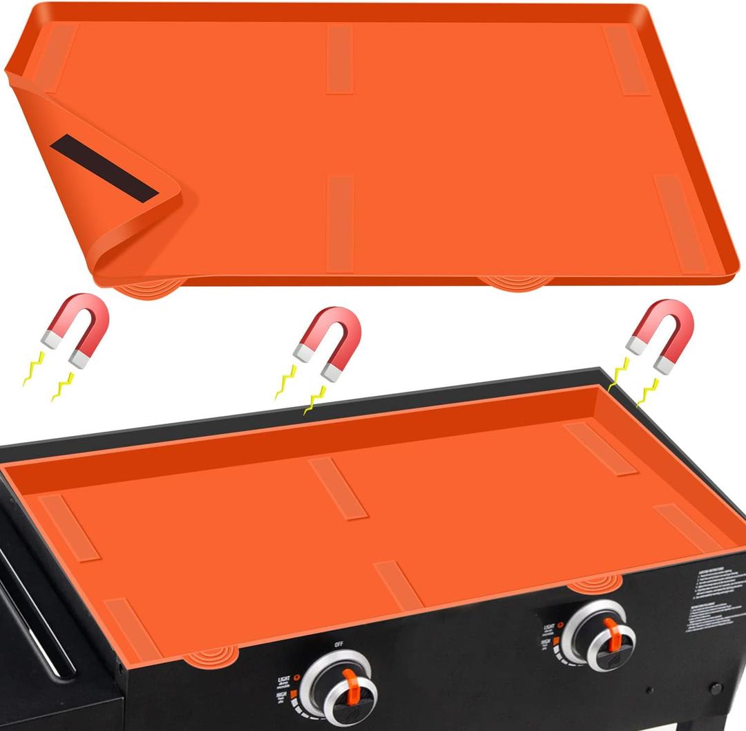 28" Griddle Mat Silicone for Blackstone,Magnetic Protective Cover Mats Blackstone Griddle Top Covers Protector Outdoor-Orange