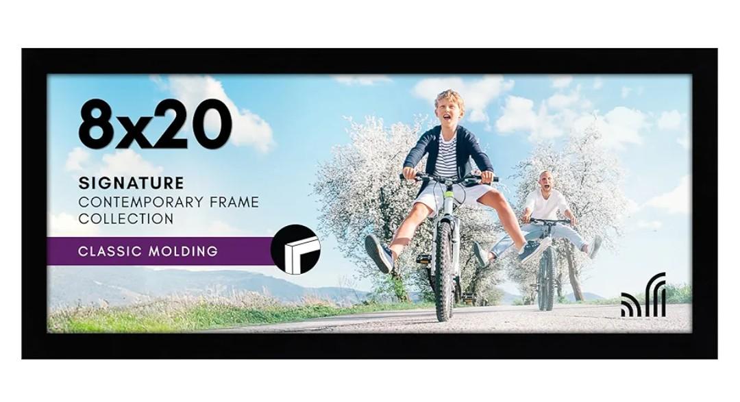 Americanflat 8x20 Picture Frame with Shatter-Resistant Glass - Signature Collection - Gallery-Style Frames Made of Engineered Wood - Photo Frame for Wall Display - Black
