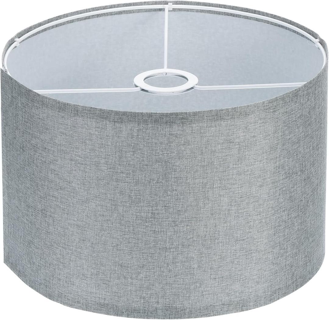 PATIKIL Drum Lamp Shades, 12"x12"x8" Linen Lamp Shade Easy Assembly Lampshade for Table Lamps Floor Lamps Pendant Lights, Gray