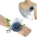 2 x Lookein Set of 2 Bridesmaid Corsage for Wedding Flowers Shoulder Corsages Bridesmaid Gift Corsage Wristlet for Prom for Wedding Ceremony, Dusty Blue
