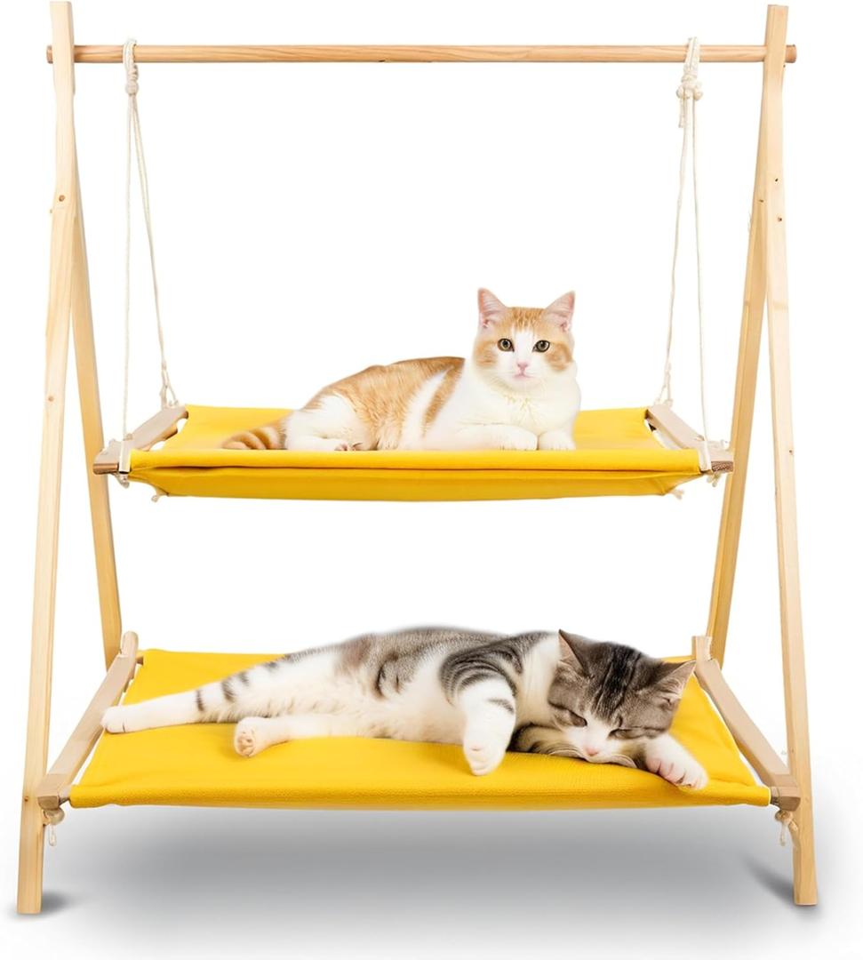 Cat Swing Bed, Indoor Bunk Cat Hammock Bed, Elevated Cat Bed That Can Accommodate Multiple Cats at The Same Time 27" L x 22" W x 32" H