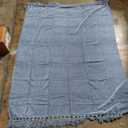 RECYCO Throw Blanket Soft Cozy Chenille Throw Blanket with Fringe Tassel for Couch Sofa Chair Bed Living Room Gift (Dusty Blue, 50'' x 60'')
