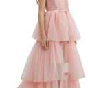Girls Sequin Dress Halter Formal Pageant Prom Party Graduation Dress with Three Layer Mesh Size 5-14Y (8 Years, Light Pink)