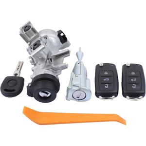 Ignition Switch Door Lock Cylinders for VW Tiguan 2012-2017 Passat 2012-2019 Jetta 2006-2018 GTI Golf 2011-2018 Eos 2012-2016 for Audi Q3 2015-2018 w/ 48-Chip 433 Frequency Remote Key
