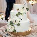 Flower Cake Toppers Wedding - 23 Pcs Rustic White Flowers Toppers with Pearls for Bridal Shower Engagement Cake Decorations, Flowers for Anniversary Birthday Cakes Decor