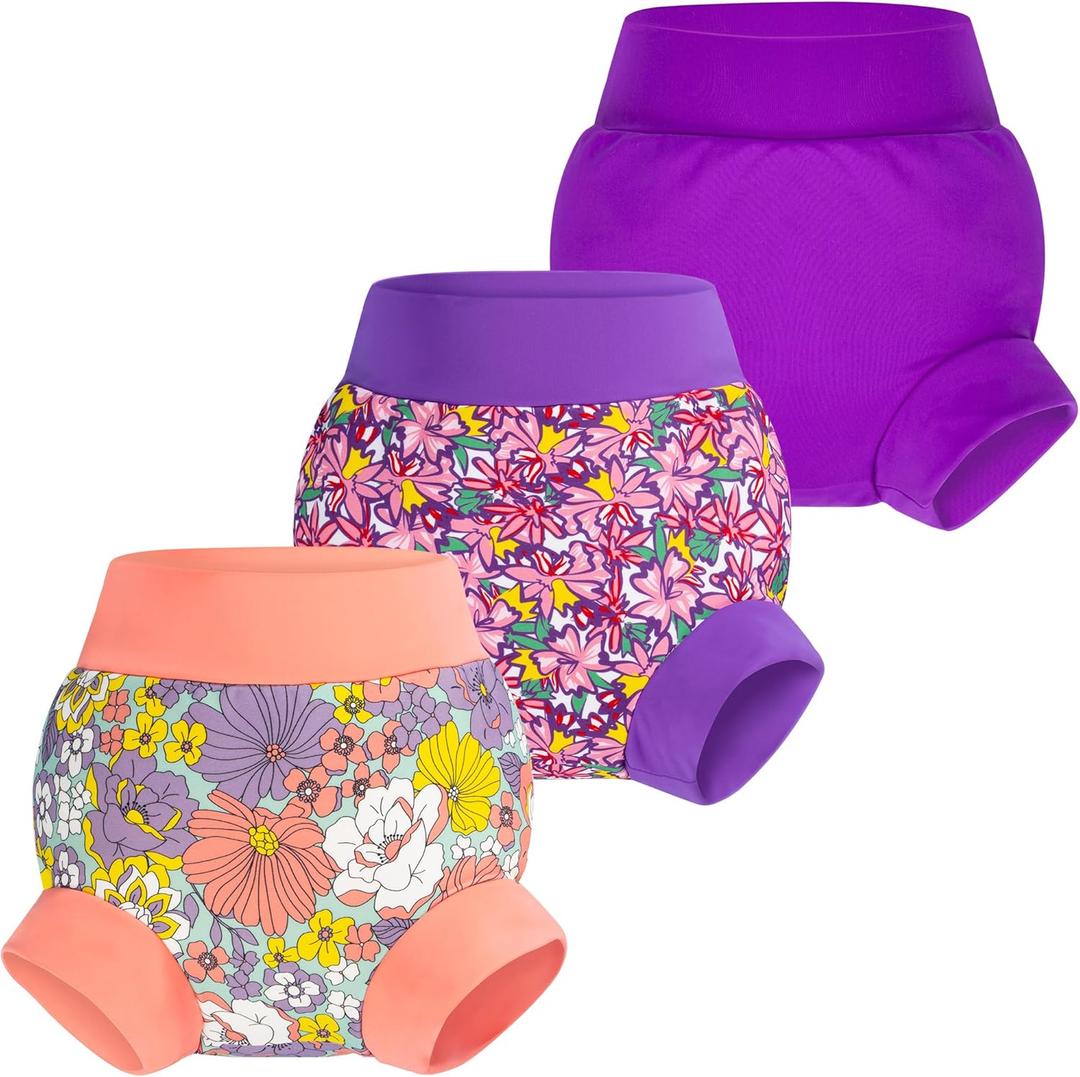 BIG ELEPHANT Baby Swim Diapers 3pcs, Reusable Adjustable Washable Waterproof Swimming Diaper for Boy's and Girl's 6Months - 5 Years (XL (4T), Purple) BIG ELEPHANT Baby Swim Diapers 3pcs, Reusable Adjustable Washable Waterproof Swimming Diaper for Boy's and Girl's 6Months - 5 Years (XL (4T), Purple)