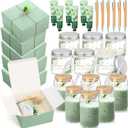 Reallnaive 6 Sets Baby Shower Prizes for Game Winners, Baby Shower Favors Including Glass Cup Scented Candles Hand Cream Pens Gift Box with Raffia for Gender Reveal Wedding Bridal Party Prizes(Green)