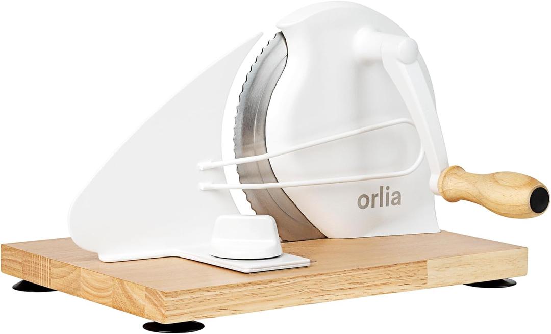 Manual Bread Slicer for Homemade Bread Adjustable Thickness, Even Slicing Hand-Crank Bread Cutter with Scale Guide, Serrated Blade & Secure Base