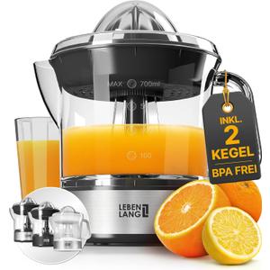 LEBENLANG Orange Juicer Electric - 2 cones & BPA-free I High juice yield & Large Volume I 24oz Lemon Juicer Squeezer I Electric Citrus Juicer Orange Juice Press Juicers Exprimidor De Naranjas Limones