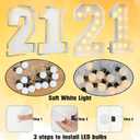 4ft Light Up Numbers 21 Large Numbers with Lights Bulbs White Marquee Frame for Her Him 21st Birthday Party Decorations Pre-Cut Mosaic Cardboard Giant Cut-Out Thick Foam Board Sign Anniversary