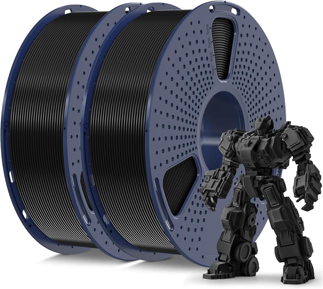 SUNLU 3D Printer Filament PLA Plus 1.75mm 2KG, SUNLU Neatly Wound PLA Filament 1.75mm PRO, PLA+ Filament for Most FDM 3D Printer, Dimensional Accuracy +/- 0.02 mm, 1 kg Spool, 2 Packs, Black+Black