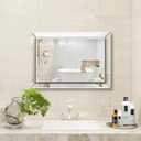 Pregaspor Mirror on Mirror Wall Mirror for Bathroom, 16" x 24" Rectangular Frameless Bathroom Vanity Mirrors for Wall, Polished Beveled Edge Mirrors for Washroom