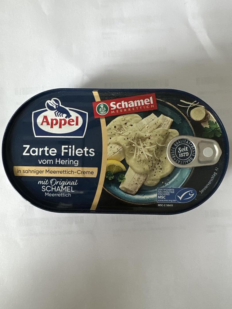 Appel Herring Fillets in Sahne Meerrettich ( Horseradish ) Creme -200g 02.12.2028