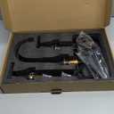 Bathroom Faucets for Sink 3 Hole, Hurran Matte Black Bathroom Sink Faucet with Pop-up Drain and Supply Lines, Stainless Steel Lead-Free Widespread Faucet for Vanity RV Farmhouse Sink (8 Inch)