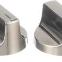 2 Pcs W11517331, W11117415, W10850027, W11458840 Gas Stainless Steel Countertop Burner Knob,Compatible with Whirlpool WEC310S0LS1, WEE515S0LZ1, WEC310S0LS2, WEE515S0LS1 Electric Range Knob,Silver