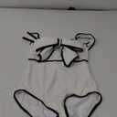 FLAXMAKER Black and White Swimsuit Bow-tie Decor One Piece Bathing Suit (Small)