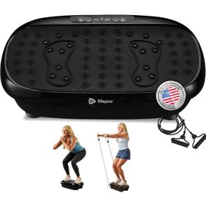 Lifepro Vibration Plate Exercise Machine with Magnetic Acupoints - Full Body Vibration Platform for Beginners and Recovery - Ideal Lymphatic Drainage Massager for Muscle Toning and Overall Fitness (Black)