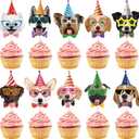 Hooqict 40Pcs Dog Cupcake Toppers Birthday Cake Decorations Puppy Cupcake Toppers for Kids Boys Girls Pet Dog Themed Birthday Party Decorations Supplies