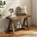 RowyPoey Solid Wood Bench, 30" Farmhouse Entryway Bench with Shoe Storage