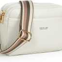 Small Crossbody Bags for Women, Vegan Leather Purse with Wide Adjustable Strap | Lightweight Shoulder Purse (White)
