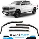 CLIM ART in-Channel Incredibly Durable Rain Guards for Dodge RAM 1500 2019-2025 Crew Cab, Original Window Deflectors, Vent Deflector, Vent Window Visors, Dark Smoke Truck Accessories, 4 pcs- 619006LP
