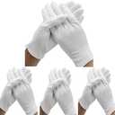 18 Pcs (9 Pair) White Cotton Gloves for Dry Hand Moisturizing Cosmetic Eczema Hand Spa and Coin Jewelry Inspection, Checking Gloves, Serving Gloves Stretchable Lining Gloves Moisturizing Gloves