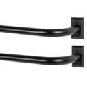 TANGWIN Black Wrap Around Curtain Rods 2 Pack:Blackout Heavy Duty Adjustable Window Curtain Rod for Bedroom Kitchen,Modern Decorative Curved French Metal Drapery Rods Easy Install,Matte Black 28-48"