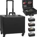 Relavel Rolling Makeup Case Cosmetology Case on Wheels Professional Extra Large Travel Train Case for Makeup Artists, Trolley Suitcase for Cosmetic Nair Art Salon Storage Organizer with 6 Clear Bags