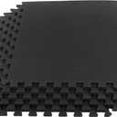 EVA Foam Mat Tiles 6-Pack - 24 SQ FT of Interlocking Padding for Garage, Playroom, or Gym Flooring - Exercise Mat or Baby Playmat by Stalwart (Black)