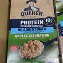 Quaker Protein Instant Oatmeal, Apple Cinnamon, 12g Protein per Serving, Whole Grains, No Artificial Flavors, No Added Colors, 1.76 oz Packets, (24 Pack), BB 02-21-27