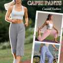 Sweetyweee 3 Pack Women's Capris Pants Wide Leg Lightweight Sweatpants Loose Yoga Crop Pants Elastic Soft Capri with Pockets(Light Gray, Light Blue, Cherry Blossom Pink,XX-Large)