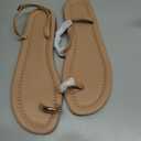 SOVANYOU Women's Toe Ring Thong Sandals Slip On Flat Flip Flops Open-Toe Slide Summer Sandals for Casual Beach & Dressy Outfits,8,5 (Beige)