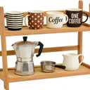 Household 2-Tier Cup Shelf Organizer, Kitchen Counter Shelf for Tea Coffee Bar Accessories, Bamboo Mug Holder Countertop, Matcha Stand, Cup Display, Condiment Storage Rack - Natural