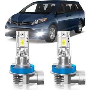 Fit for Toyota Sienna 2011-2020 Fog Light Bulbs or DRL, 6000K Cool White 700% Brightness, Real 1:1 Size Plug and Play, Pack of 2