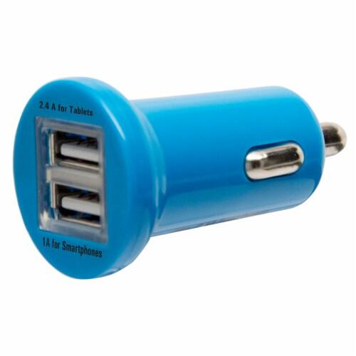 2 x Dual USB Car charger, Green and Blue