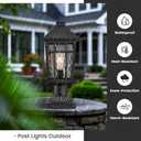 Lamp Post Outdoor Lighting 16.5 Inch Black Outdoor Post Lights Waterproof Aluminum Pole Lantern for Garden Patio Pathway E26 Socket, 16.5 inch - 1 pack