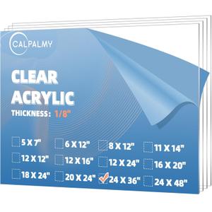 CALPALMY (4-Pack) 24x36 Clear Acrylic Sheet Plexiglass 1/8 Thick, Use for Craft Projects, Signs, Display Cases and More, Cut with Cricut, Engraver, Saw or Hand Tools No Knives