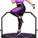 BCAN 40"/48" Mini Rebounder Trampoline for Adults with Bar, 450/550LBS Fitness Trampoline with Bungees, Adjustable Handle, Stable & Quiet, Indoor Outdoor, Whole-Body Workout & Relaxation at Home